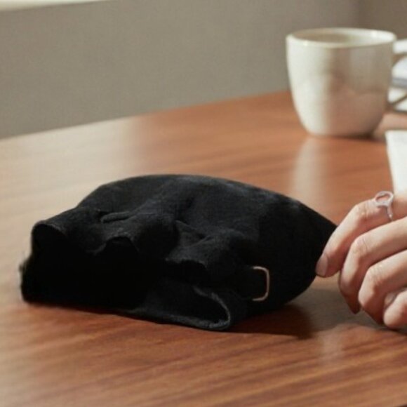 Free People Billie True Black Suede Drawstring Cross Body Slouchy Medicine Style - Picture 5 of 10